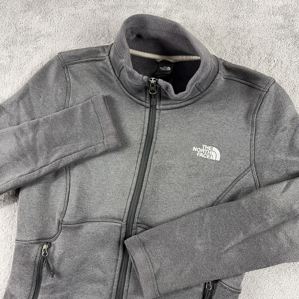 The North Face Fleece Jacket Womens M Gray Full Zip Stretch Pockets Outdoor